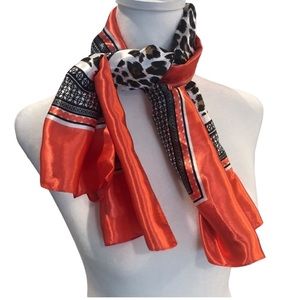 M.O.S.I Beautiful vibrant scarf. Coral and leopard print.